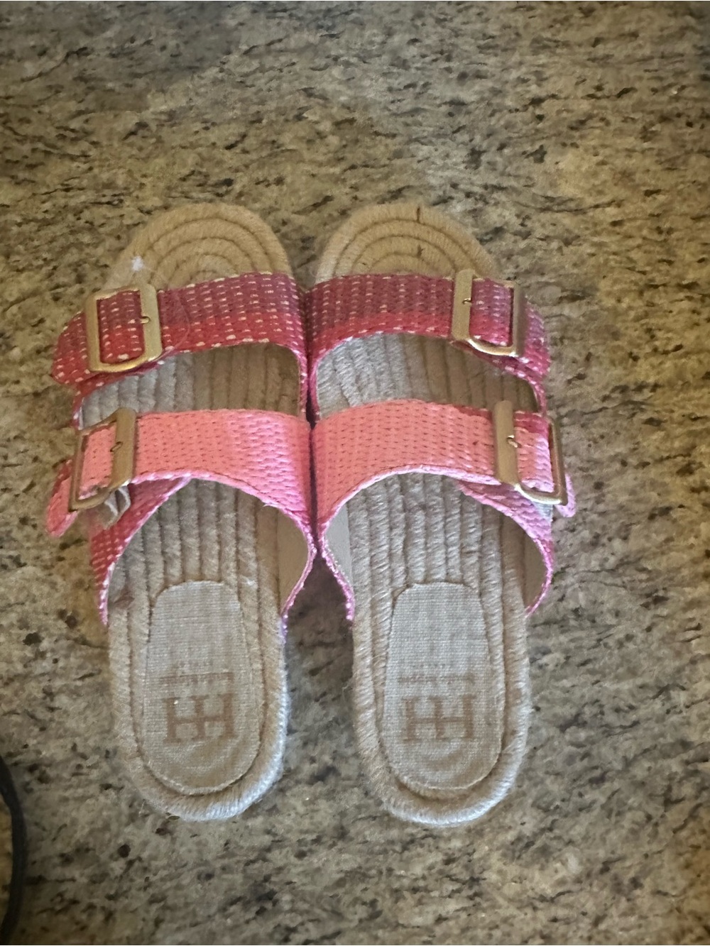Haute Hippie Pink Woven Dual-Buckle Slide Sandals